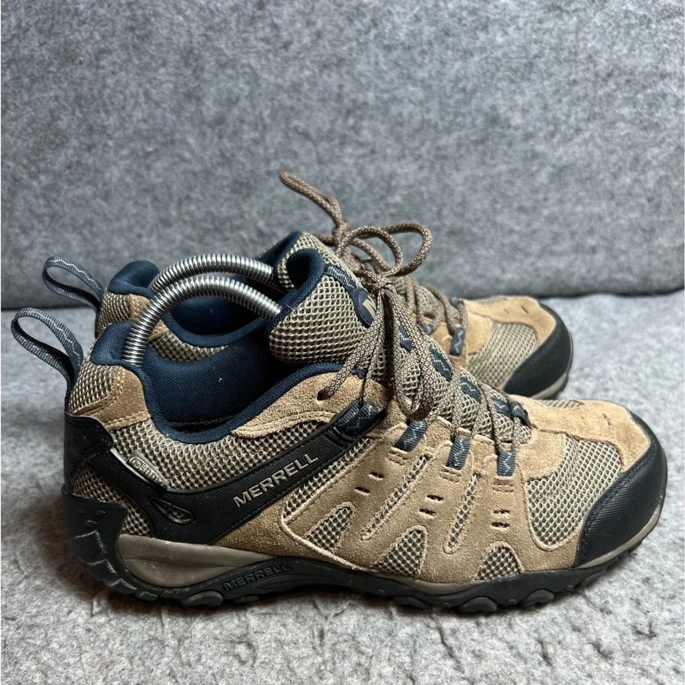 Merrell Accentor Mens Hiking Shoes Tan Suede Mesh Trail Low TopSneakers Size 8.5